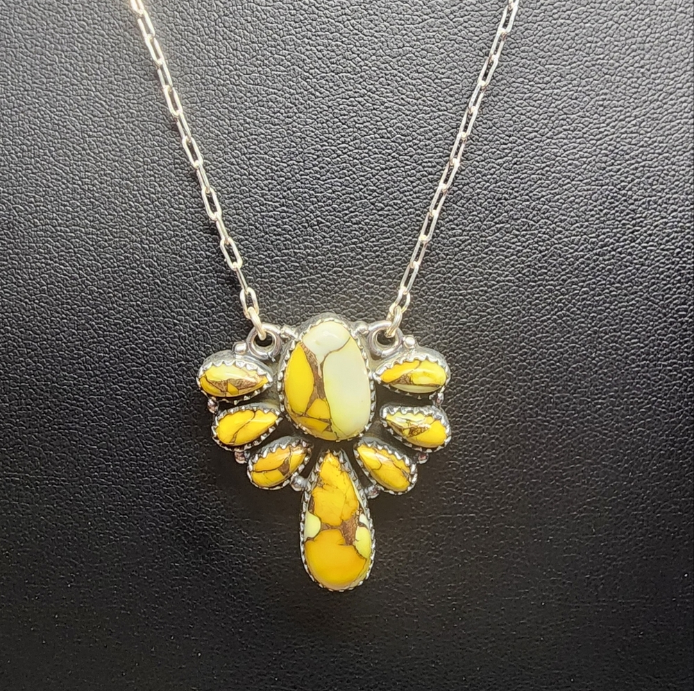 Honey Dahlia Turquoise and Sterling Necklace